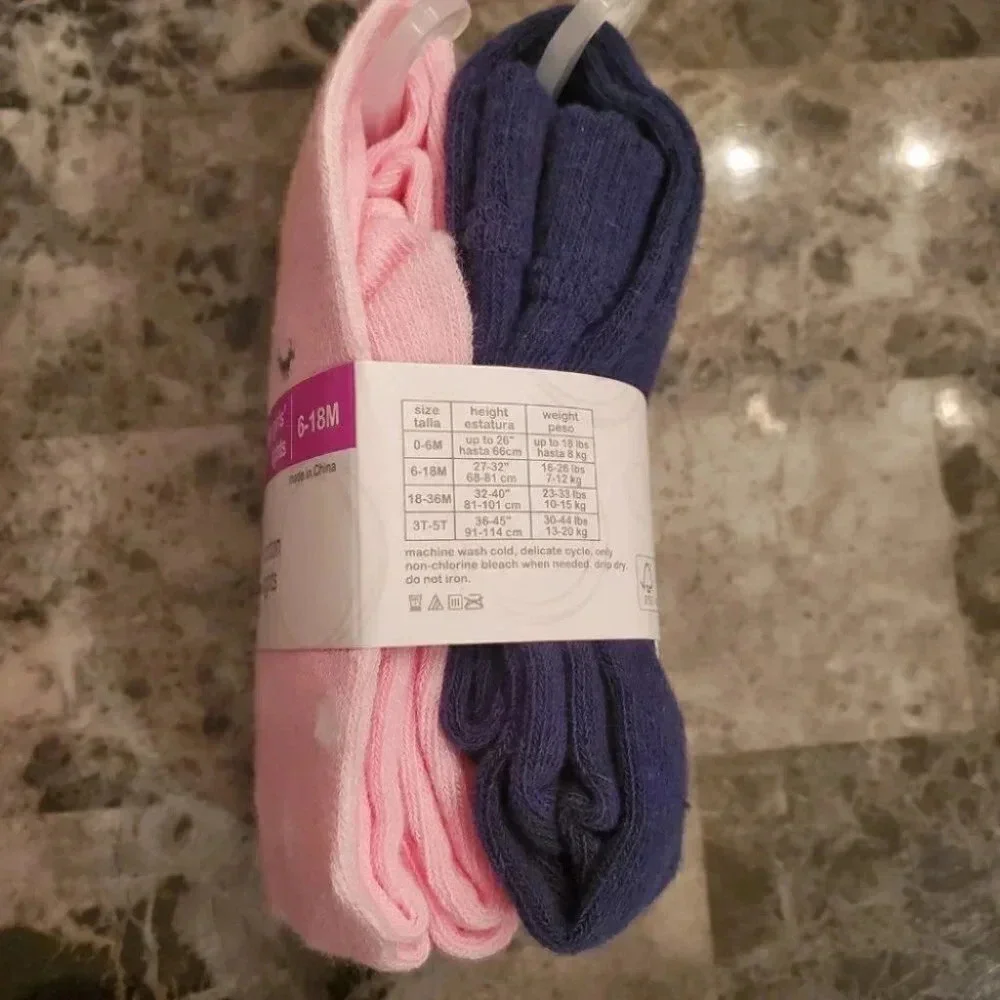 Pink Fox and Blue Toddler Tights
